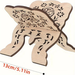 1pc Wooden Foldable Mini Bookend Stand Reading Ramadan Decor Home Bedroom Office Desktop Book Storag