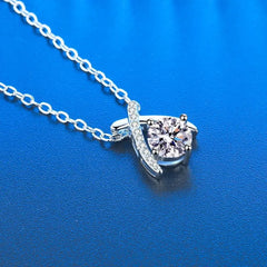 New 925 Silver Necklace Pendant Shining Zircon For Women Sterling-Silver Classics Fash close-up view