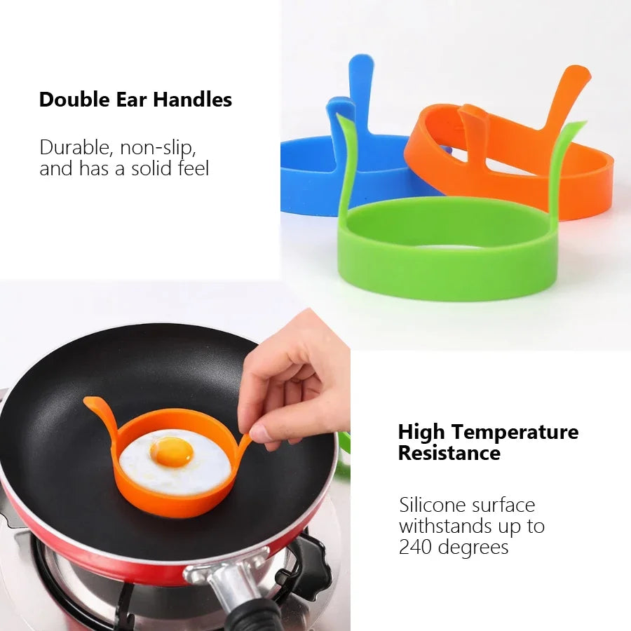 3Pcs Silicone Egg Rings for Breakfast | Food Grade Frying Molds detail view