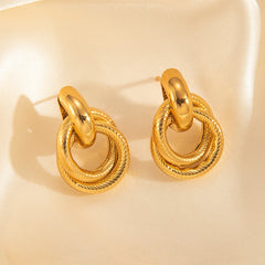 316L Stainless Steel Hoop Earrings for Men Women | Geometric Drop Earrings close-up view