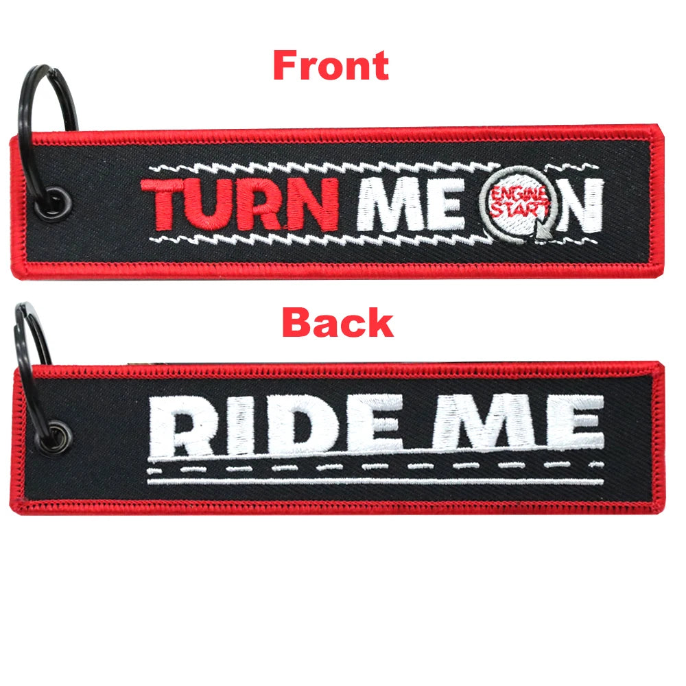 Motorcycle Keychain Double Sided Embroidery | Fashion Key Ring Gift additional angle