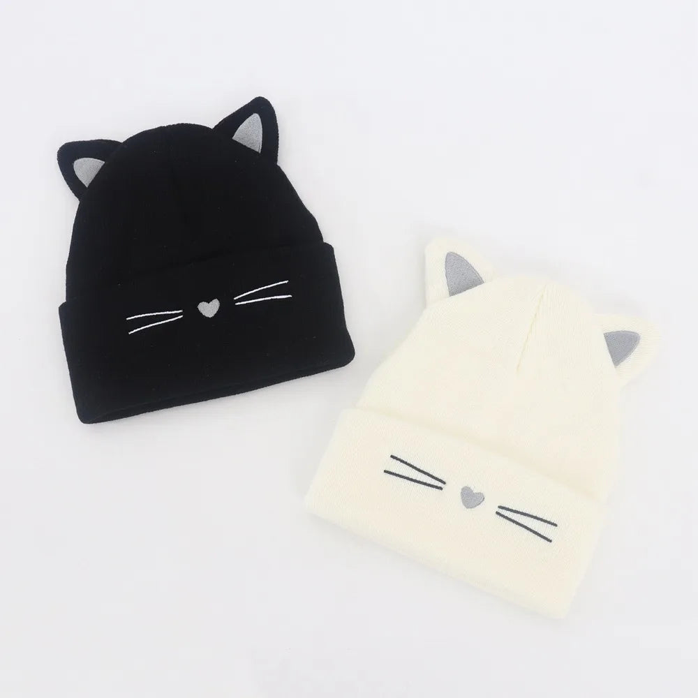 Baby Cartoon Cat Ears Knitted Hat | Warm Cotton Beanie for Toddlers alternate view