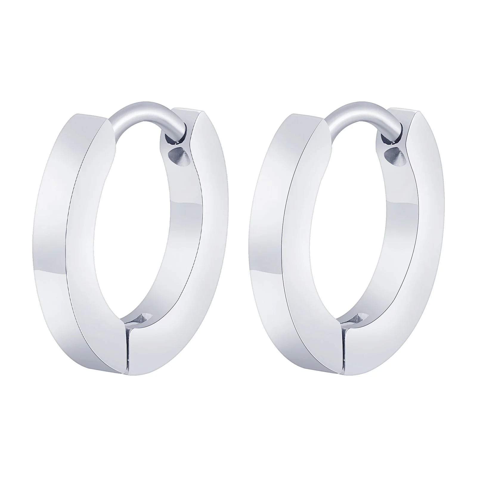 Vnox Small Hoop Huggie Earrings | Glossy Stainless Steel Minimalist Earrings for Women a detail view