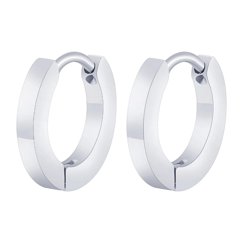 Vnox Small Hoop Huggie Earrings | Glossy Stainless Steel Minimalist Earrings for Women a detail view