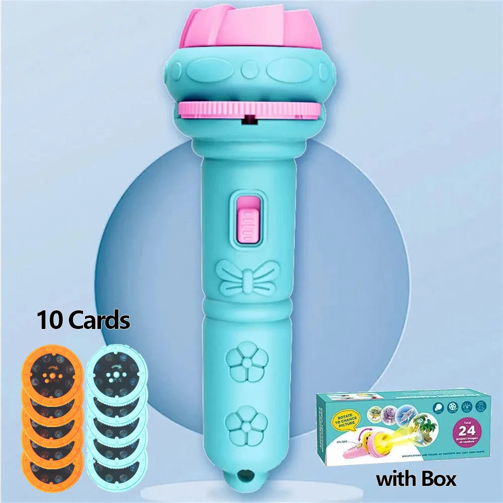 10 Cards Cartoon Projection Flashlight 80 Patterns Creative Children Flashlight Toy Proj detail view