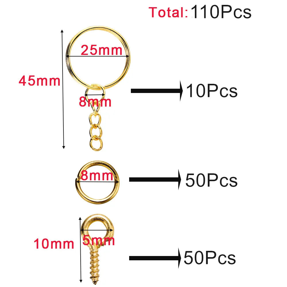 110Pcs Keychain Open Jump Rings Eye Pins Jewelry Making Accessories Kits for DIY Epox alternate view