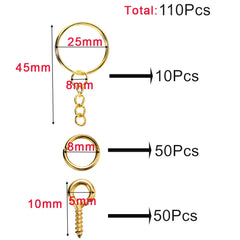 110Pcs Keychain Open Jump Rings Eye Pins Jewelry Making Accessories Kits for DIY Epox alternate view