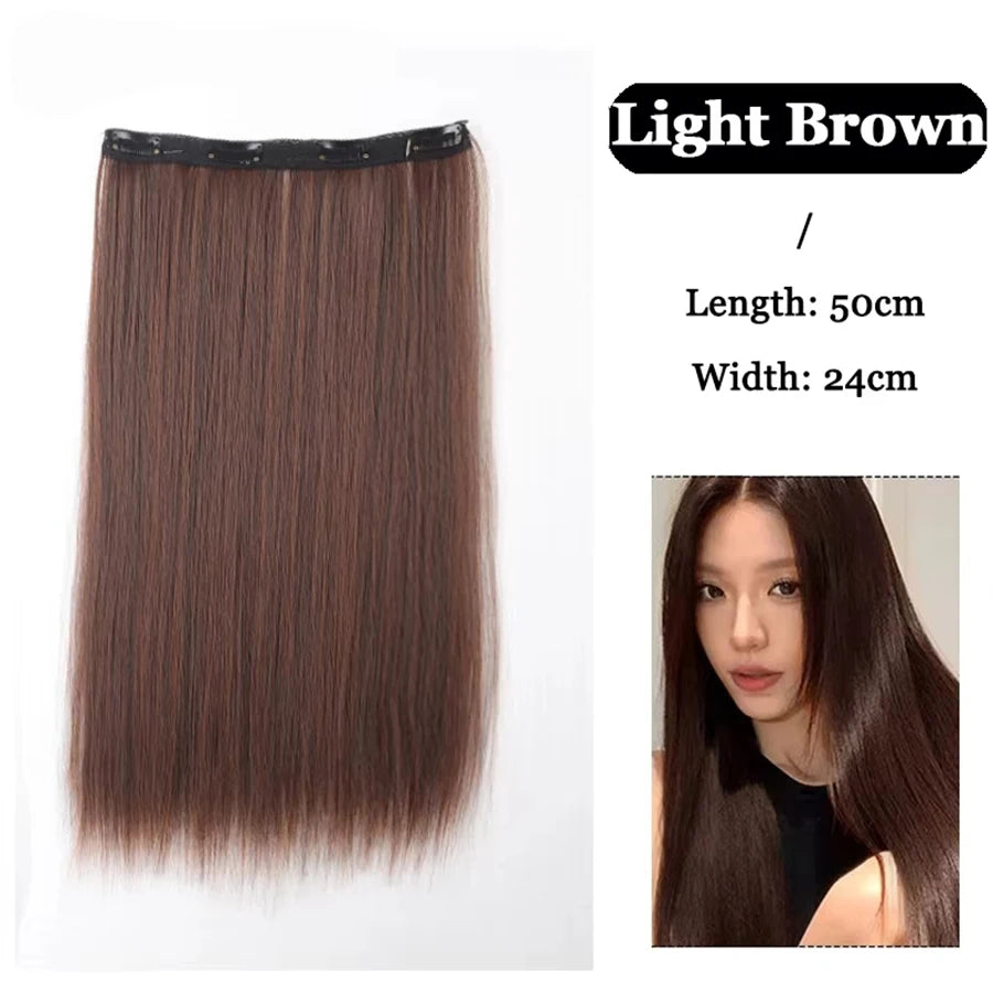 Synthetic Long Straight Clip In Hair Extension | 4 Clips Hidden Hair Piece Wig lifestyle view