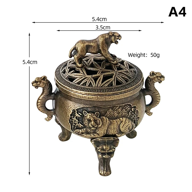 Alloy Lucky Incense Burner Bowl Incense Holder With Handle | Ancient Style Yoga Med additional angle