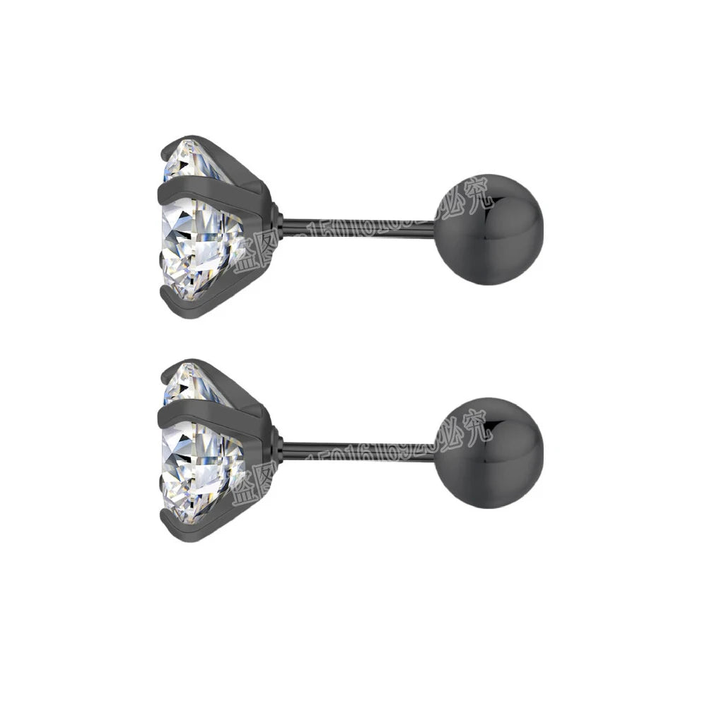 Stainless Steel Titanium Tragus Stud Earrings | 4 Prong Zircon Crystal Cartilage Jewe lifestyle view