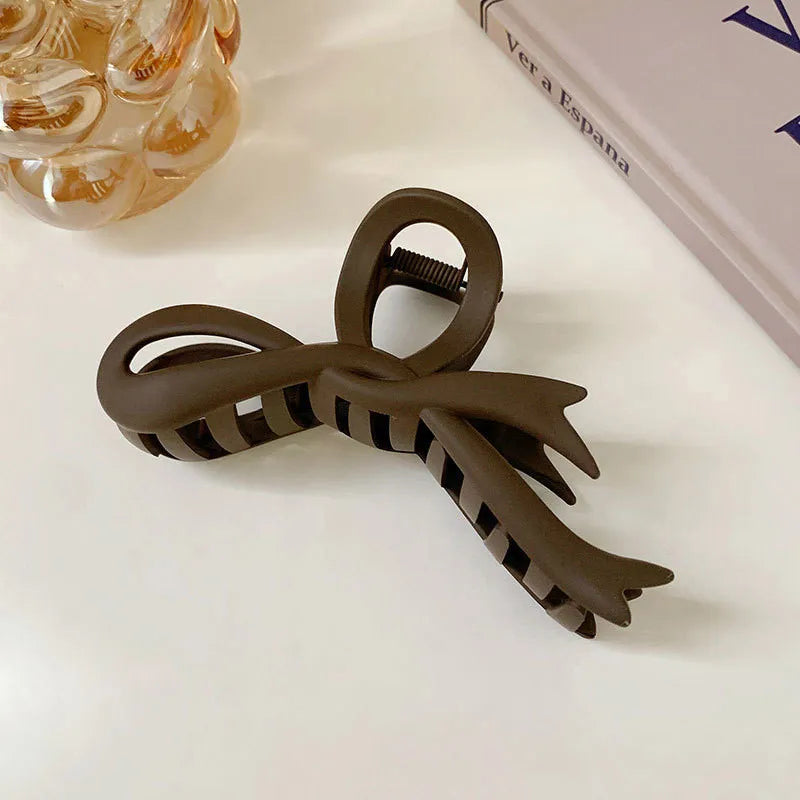 13CM Matte Hair Clips Vintage Ribbon Bow Hair Claws Crab Headwear Hairpins Shark Ponytail For Women Hair Accessories Barrettes