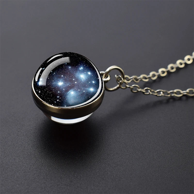 Solar System Glass Ball Pendant Necklace | Astronomy Galaxy Jewelry lifestyle view