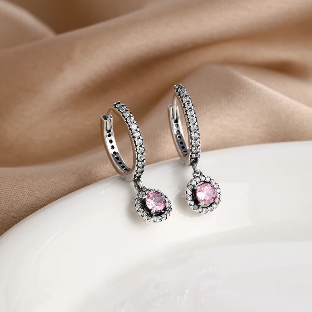 Hot selling 925 silver heart-shaped, pink,red, multi-color crystal sparkling luxury ea close-up view