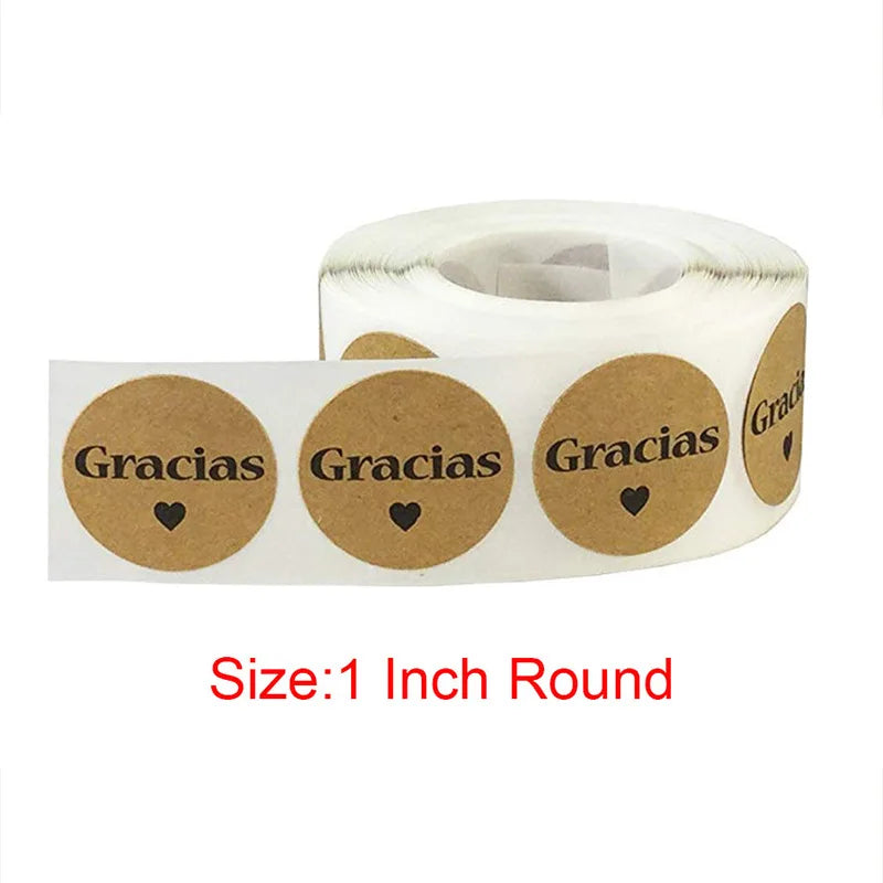 Kraft Gracias Spanish Thank You Sticker Seals | 1 Inch Envelope Stickers alternate view
