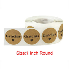 Kraft Gracias Spanish Thank You Sticker Seals | 1 Inch Envelope Stickers alternate view