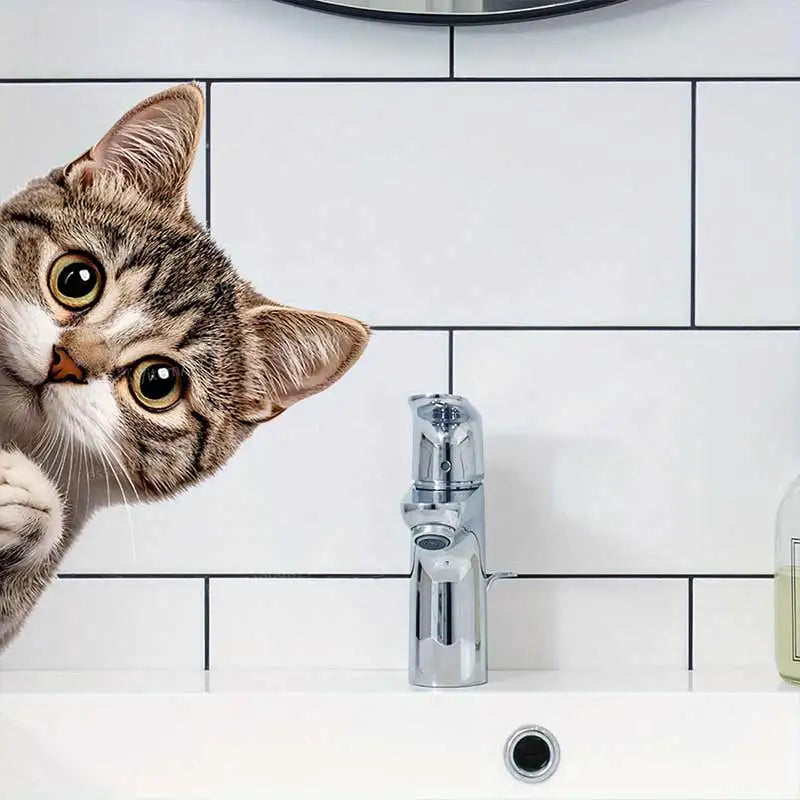 Cat Peeking Window Wall Sticker | Funny Home Decoration Decal lifestyle view