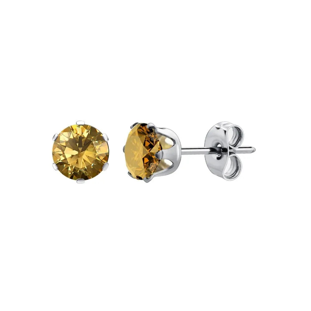 Surgical Steel Earrings Women's Earrings Hypoallergenic Earrings Set Men's Earrings 12 Colors CubicZirconia Studs Earrings