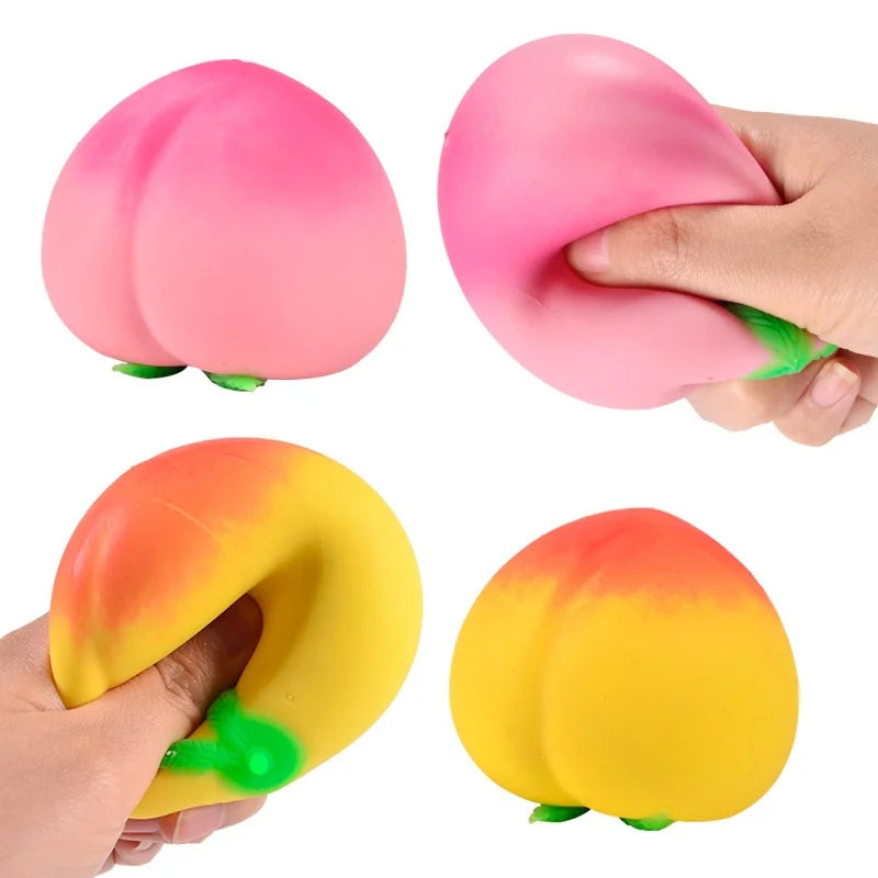 Dragon Fruit/Peach/Orange/Durian/Mango/Banana /Strawberry Squishy, Soft Squeeze Stres lifestyle view