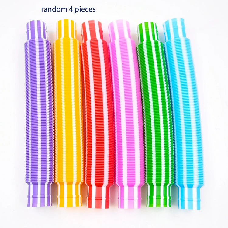 4 Pack Pop Tube Sensory Fidget Toy 4pcs Random Colorful Heavy-Duty for Construction Educ detail view