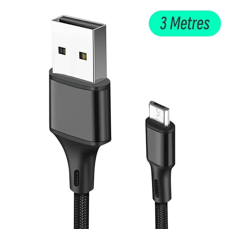 DATA FROG USB Charger Cable for PS4 Controller | 1M 2M 3M Nylon Braided Fast Charging close-up view