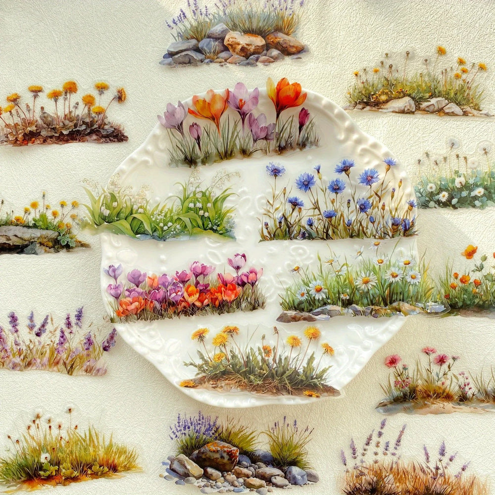 20pcs/pack Flower PET Stickers Green Plants PET Stickers Hand Account DIY Decoratio additional angle