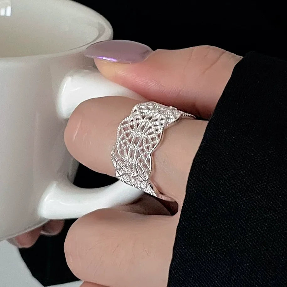 Sam Panda 925 Sterling Silver Rings For Women Men Fine Jewelry Finger Adjustable Open Wi detail view