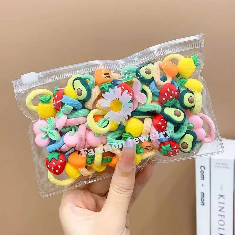 10/20Pcs/Set Cute Cartoon Rubber Elastic Hair Bands Girls Not Hurt Hair Small Scrun additional angle