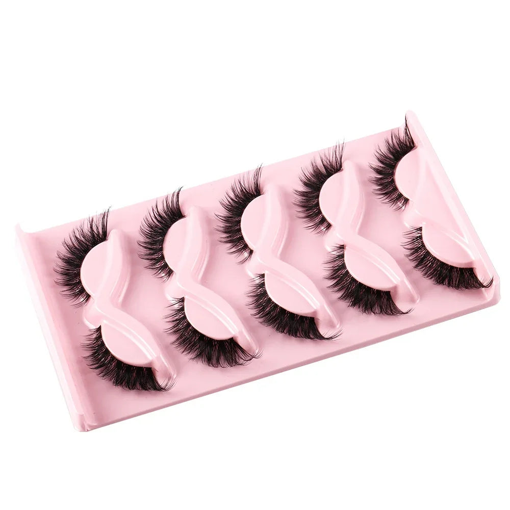 5 Pairs Cat Eye Lashes Fake Eyelashes Natural Long Manga Lashes Winged End Eye Elonga lifestyle view