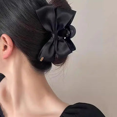French Elegant Hair Clip Black Bow Claw Clip Women Girl Back Of Head Tie Hairpin Fashion Hair Accessories