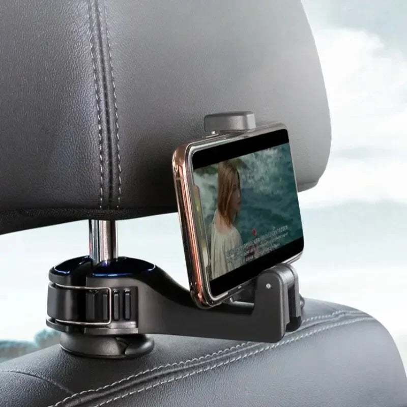2-in-1 Multi-functional Car Headrest Phone Holder Hidden Rear Seat Lock Type Mobile Phone Hook for V