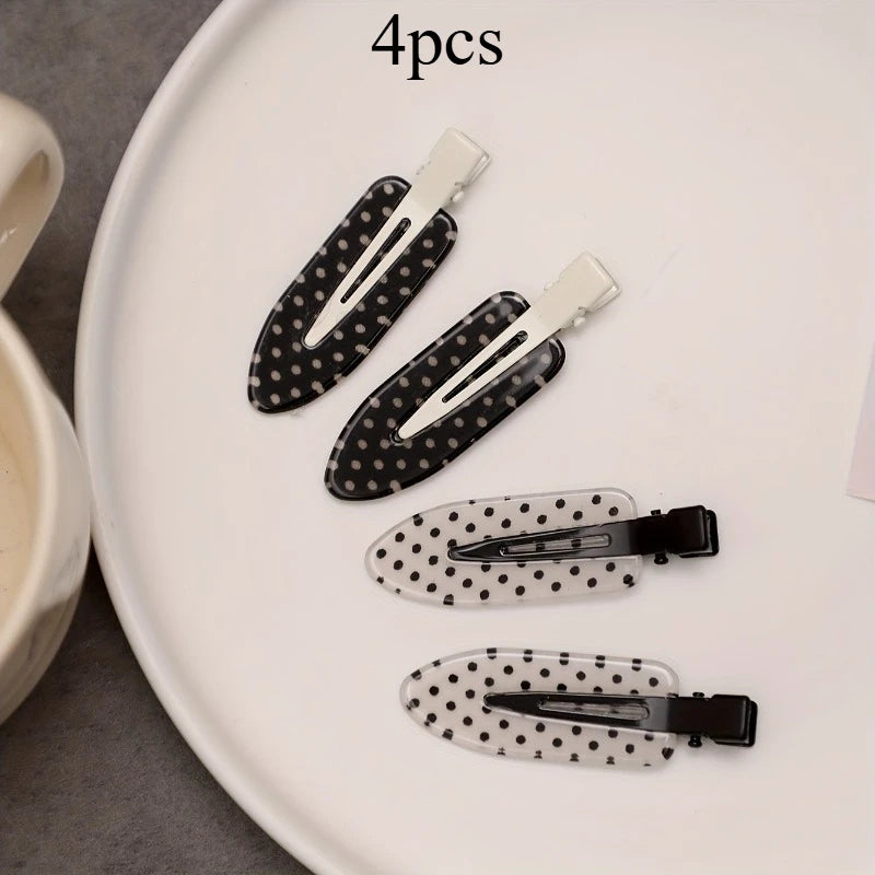 Black White Polka Dot Acrylic Hair Clips Minimalist Secure Hold Suitable for Daily We alternate view