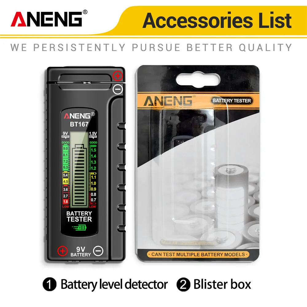 ANENG BT167 Battery Level Detector | Multifunctional Battery Tester for 1.5V and 9V B alternate view