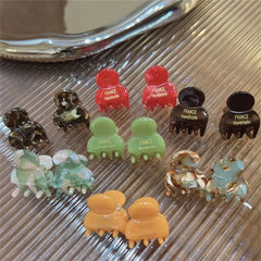Mini 2cm Acetate Small Hair Claw Side Pins 2Pcs/Set Acetate Hair Crabs for Girls Cute close-up view