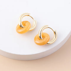 Natural stone double hoop earrings Circle crystal earrings Gemstones Round Circle Dangle Drops Earrings For Women Round earrings