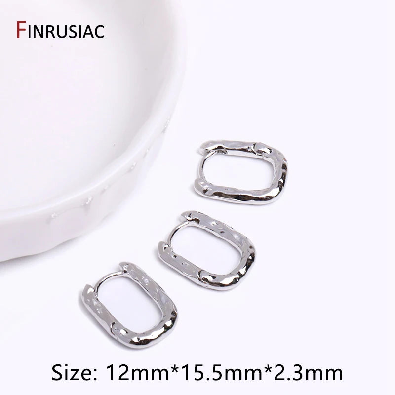 Gold Plated Brass Simple Hoop Earrings High Quality Women Earrings, Inlaid Zircon Tren close-up view