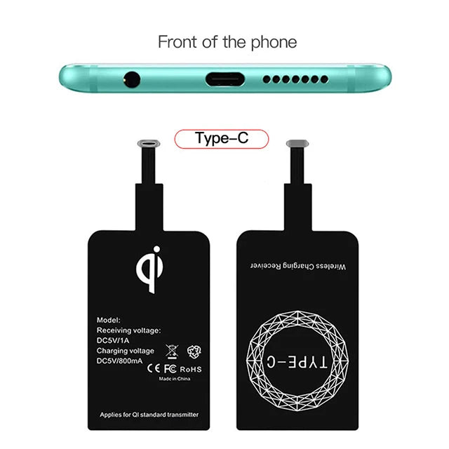 Universal Wireless Charging Receiver with Type-C Connector – Fast & Easy Charging - Onlytenbucks.com