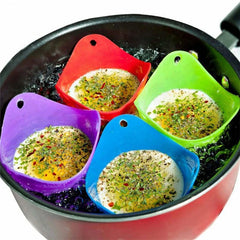4pcs Silicone Egg Poacher Cups | Non-Stick Egg Boiler Mold for Microwave, Air Fryer, and detail view