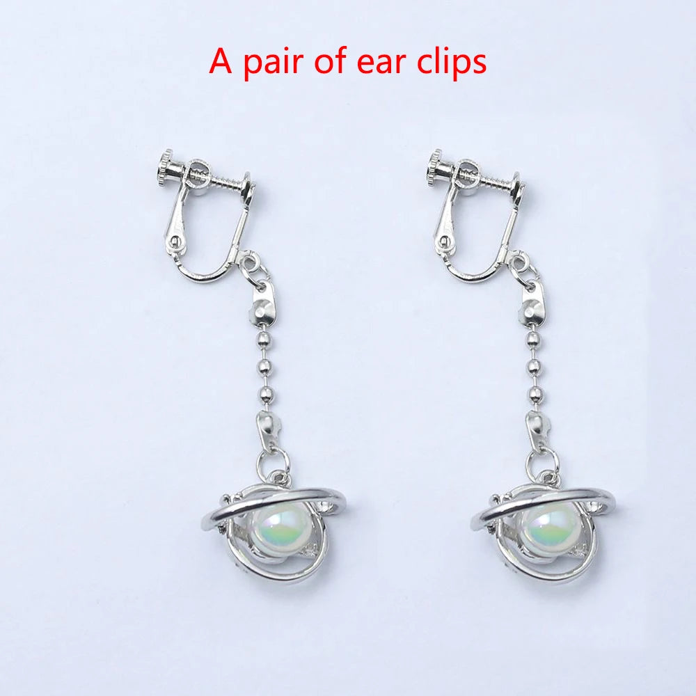 Mashle Magic and Muscles Anime Cosplay Ear Clips | Mash Finn Lance Crown Earrings additional angle