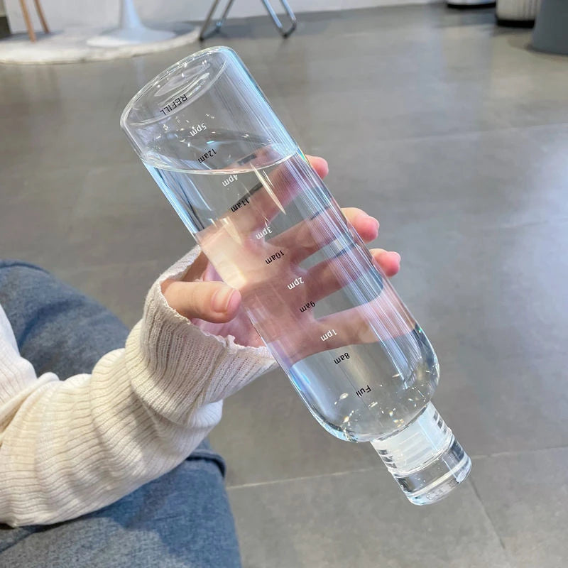 Newest Water Cup Sport Water Bottle With Time Scale Couple Plastic Portable Water Con lifestyle view