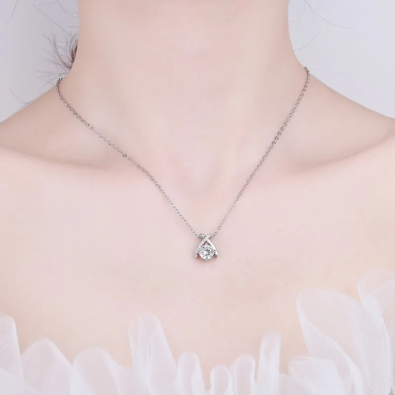 New 925 Silver Necklace Pendant Shining Zircon For Women Sterling-Silver Classics Fas alternate view