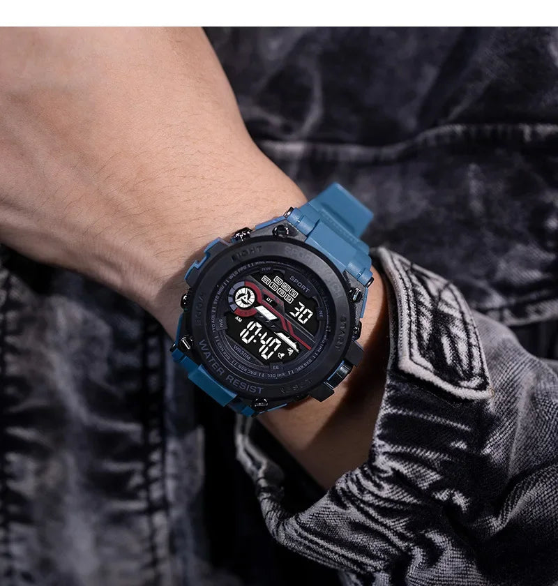 YIKAZE Men's Sports Watch Waterproof Man Sport Watches Multifuction LED Digital Military detail view