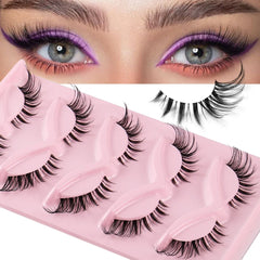 5 Pairs Cat Eye Lashes Natural Eyelashes Winged End Eye Elongated Eyelashes Clear Band Lashes Eyelas