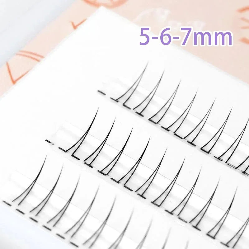 Brown Lashes A Type False Eyelashes 8-12mm | Natural Fairy Lash Clusters for Korean Ma close-up view
