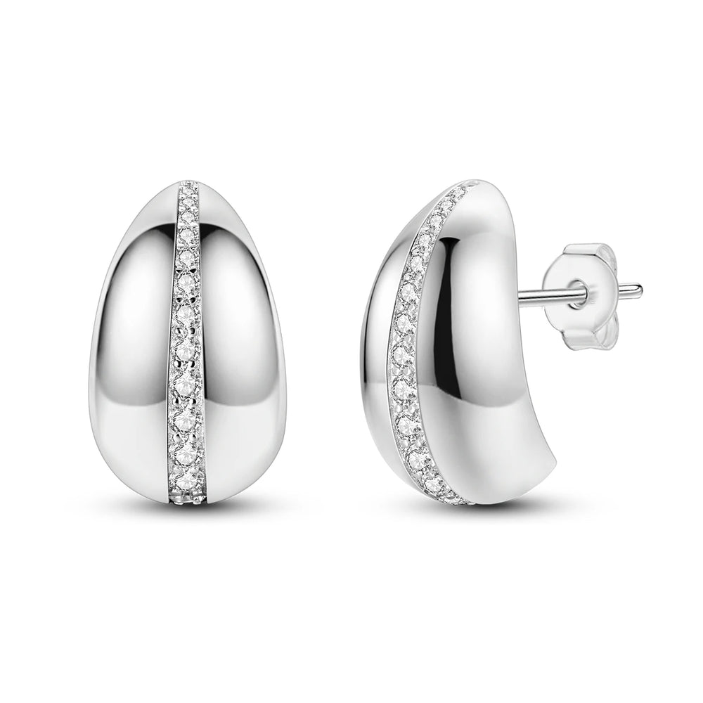 Original 925 Sterling Silver Women Hoop Earrings High Quality Shine Zircon U Shaped C alternate view
