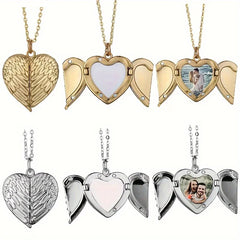 Custom Photo Pendant Necklace | Personalized Angel Wing Gift detail view