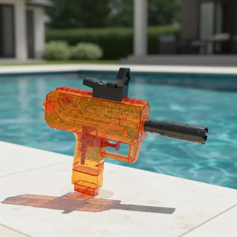 Manual UZI Water Blaster | Non-Electric Summer Outdoor Toy for Kids and Adults close-up view