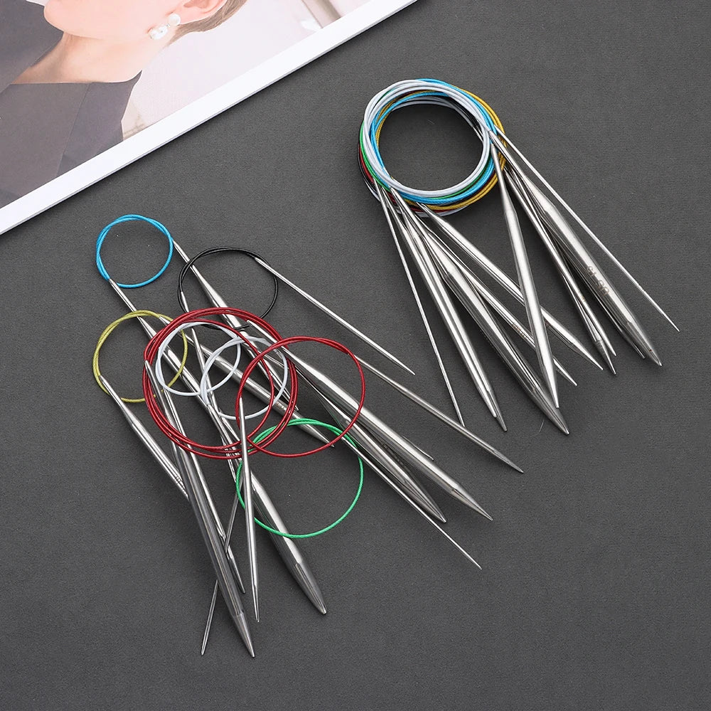 80/100cm Stainless Steel Circular Needle Round Weaving Knitting Needles Handmade Croc alternate view
