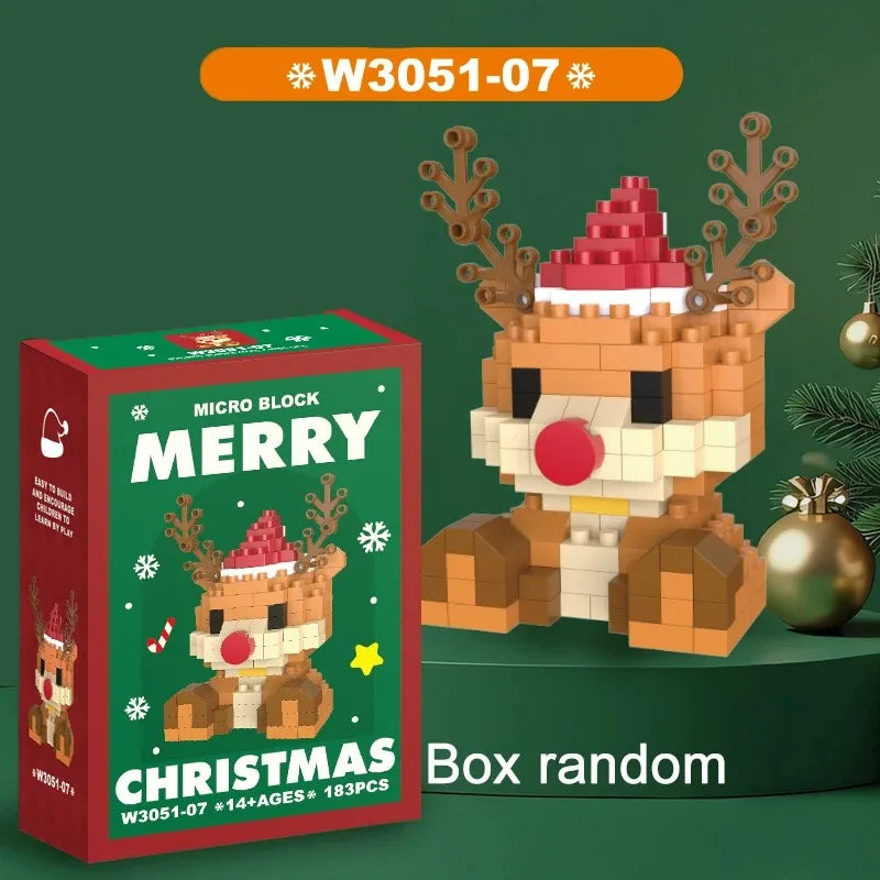 Christmas Micro Building Block Set | Santa and Reindeer Puzzle Toy detail view