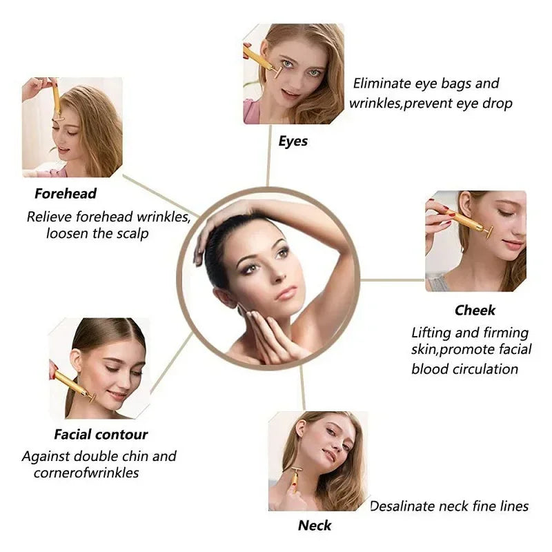 24k Gold Face Lift Roller | Vibration Slimming Facial Massager alternate view