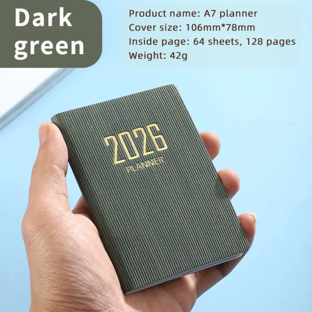 Portable A7 2026 Agenda Book – Pocket Weekly Planner with Calendar